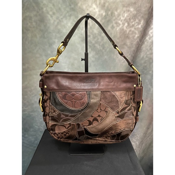 Vtg Coach Ergo Patchwork Hobo Brown Leather Signature Satchel Shoulder Bag Purse - Picture 1 of 14